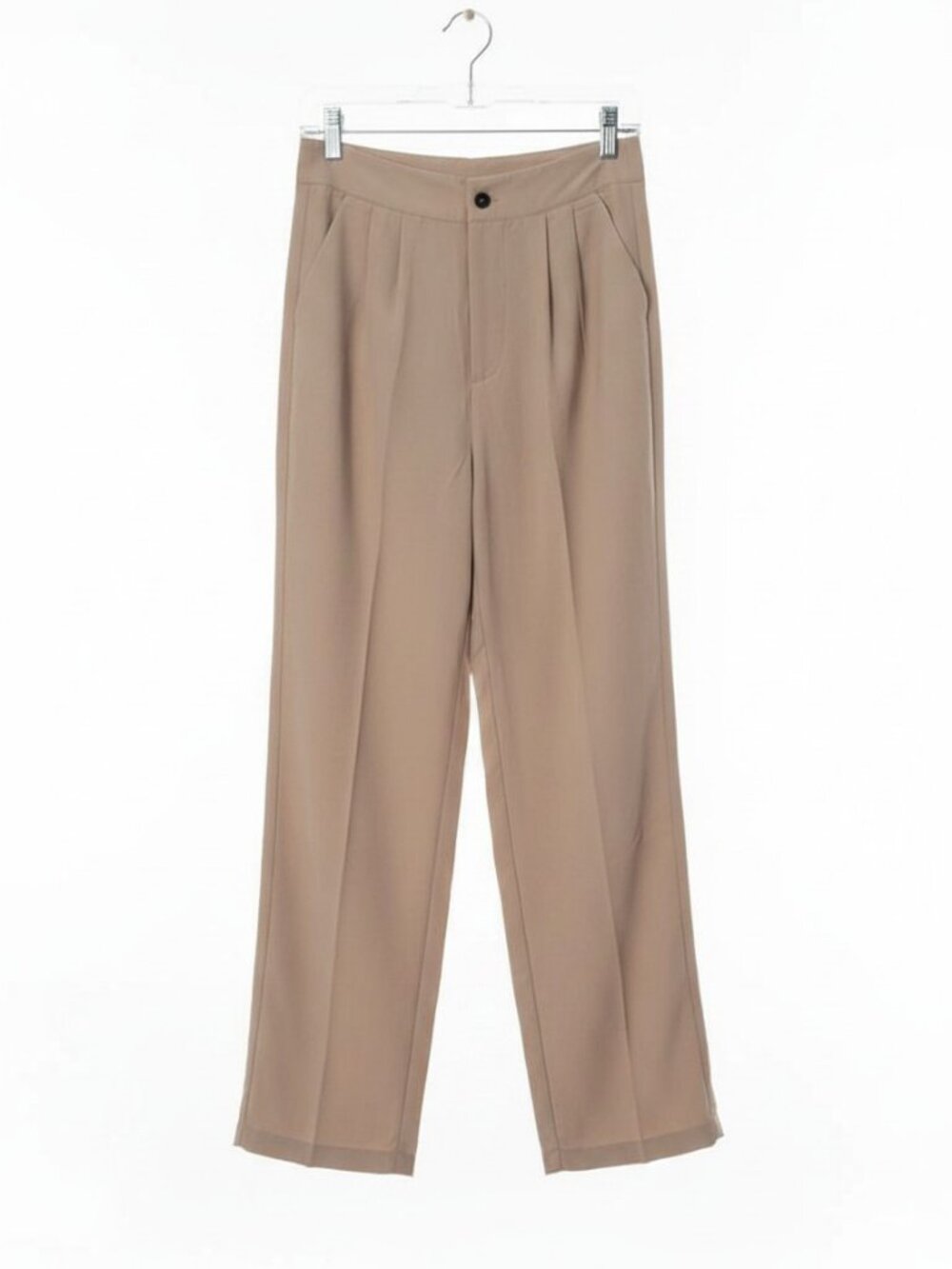 SHEIN Wide Leg Dress Pants Women Small Beige High Rise Trousers